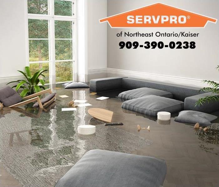 living room with standing water 
